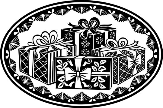 Red and green themed Christmas gift pattern vector illustration