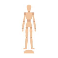 Wooden mannequin human anatomy statue isolated on white background. Men figure mannequin doll. Vector stock
