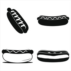 Set of hot dogs vector silhouette...