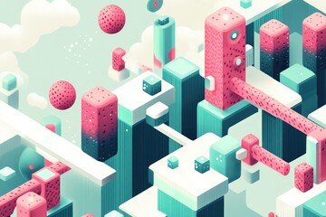 Fototapeta premium Abstract 3D cityscapes with pastel colors