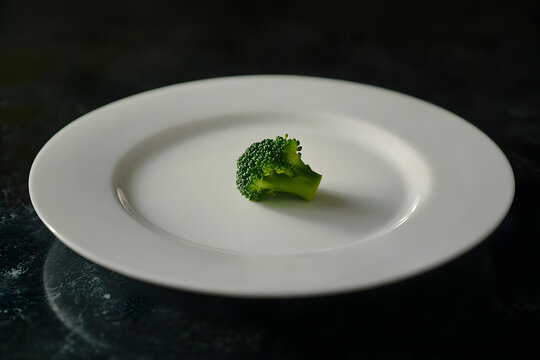 Fresh green broccoli on white plate with healthy food presentation