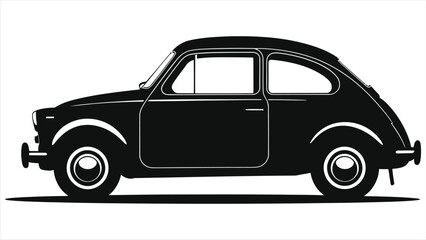 Classic Vintage (Hatchback)Car Vector Silhouette Against a Neutral Background/A clean, minimalist silhouette of a vintage car, likely a 1950s-60s model.