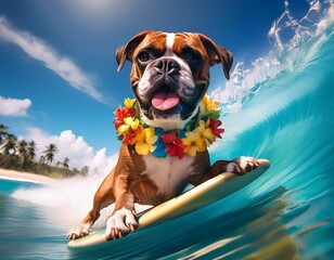 Boxer beim Surfen