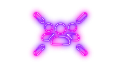 Neon users rays minus icon glowing with transparent background