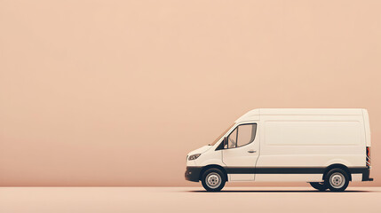 Modern Delivery Van Against Simple Pastel Background