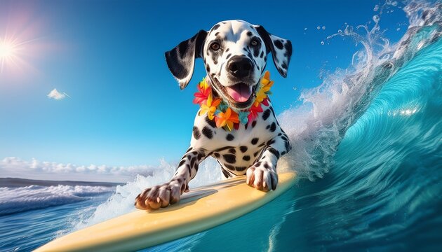 Dalmatiner beim Surfen