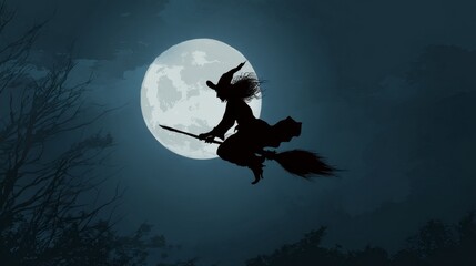Witch Flying on a Broomstick