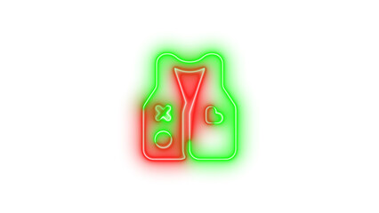 Neon vest patches icon glowing with transparent background