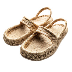 Fototapeta premium Bohemian Espadrille Sandals with Hand Woven Texture Isolated on Transparent Background