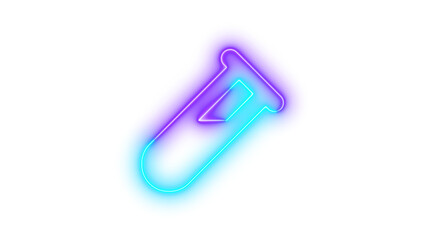 Neon vial icon glowing with transparent background