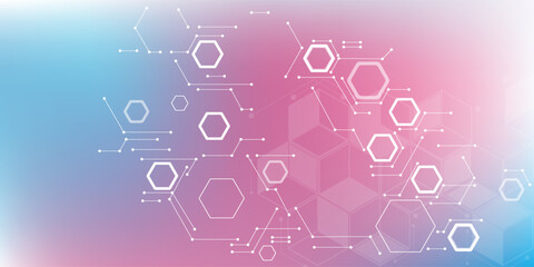 Geometric abstract background with hexagon elements. Structural molecule and bond. Scientific concept for your design. Medicine, science.