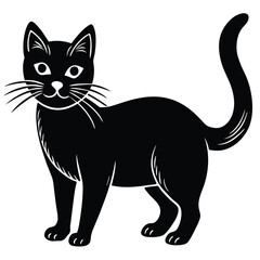 Adobe IllustraOutline muzzle of cute cat-vector lettering and illustration in doodle style, isolated. Funny icon, clipart, design element, decoration for Halloween, greeting card, template tor Artwork