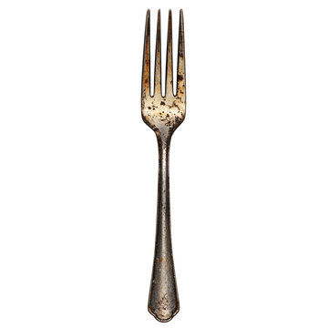 Rusty Vintage Fork, Antique Silverware, Old Utensil, Metal, Tarnished, Aged, Kitchenware, Black Back