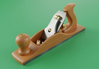 Wooden Hand Plane: A Detailed Craftsman's Tool, Clean and Modern Design