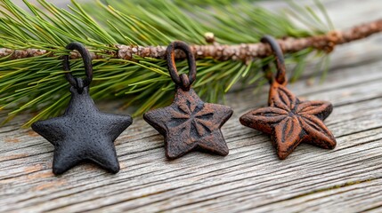 Rustic Star Ornaments on Weathered Wood