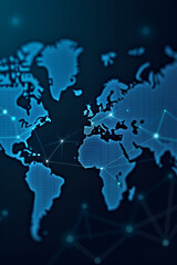 Naklejka premium Futuristic World Map with Digital Network Connections
