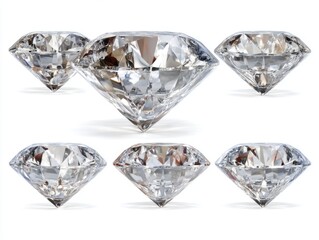 Fototapeta premium Sparkling Diamonds Grouped on White Background Close Up Shot for Jewelry Design and Luxury Concepts