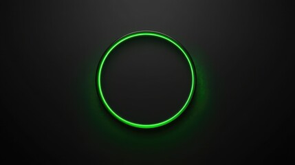 Green neon circle frame on dark background for text or logo