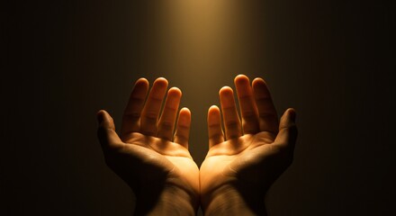 praying hands in light