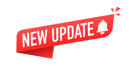 Modern Label New Update. Banner with notification bell, announcement for new update. Web banner element. Vector illustration