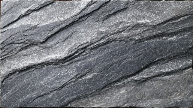 Overhead view of polished slate slab with parallel graphite veins forming minimal and elegant linear patterns. Natural stone texture with monochrome color and clean geometric alignment.