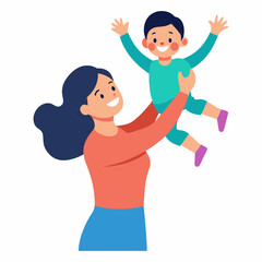Vector art illustration of mother and child love
