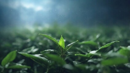 finest tea leaf with natural lightning cinematic feel with mist fogg
