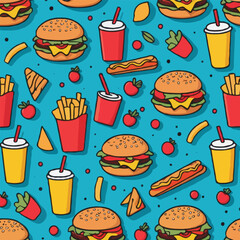 fast food seamless pattern
