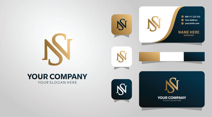 Elegant Gold SN Monogram Logo Design for Business Branding