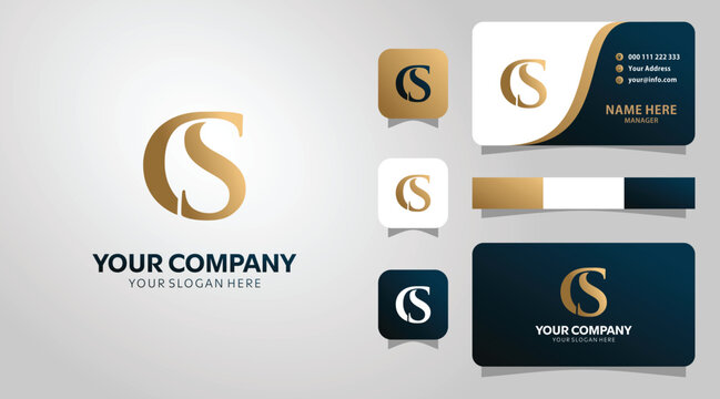 Elegant Gold CS Monogram Logo Design for Business Branding