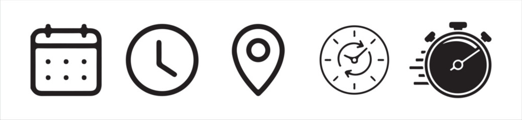 Time and Clock icons set. Clocks icon collection design, Victor illustration Eps 10.