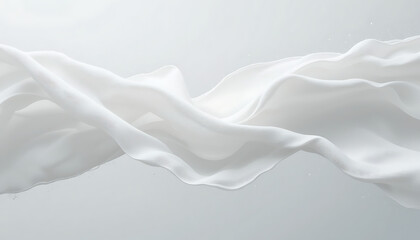 Obraz premium Close Up of Flowing White Fabric in Wind with Clean Isolated Background, Elegant and Minimal