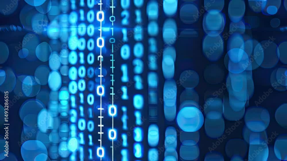 Poster vivid patterns and numbers illustrate the complexity of digital information in a captivating display