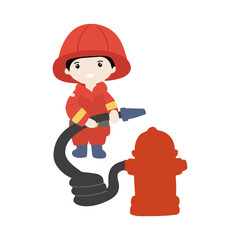 Kawaii fire fighter cartoon element stock. This is a fire fighter career vector consisting of male fire fighter