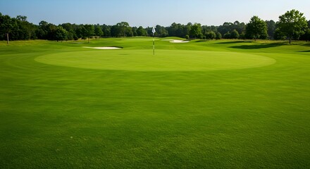 golf, golf course, putting green, Golf Course Putting Green with Trees and Blue Sky