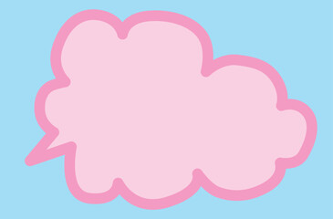 cute simple thought cloud with thick pink outline with a bright blue background