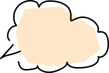 simple thought cloud drawn with black curved contours by hand with a pale pink polygonal fill