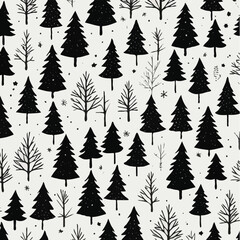 Obraz premium christmas trees seamless pattern