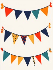 Fototapeta premium Festive party banner decoration hanging against a light background flat lay illustration celebration event design element
