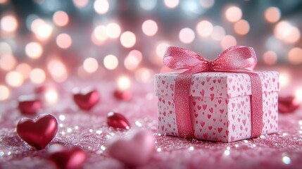 Obraz premium Romantic gift box with hearts