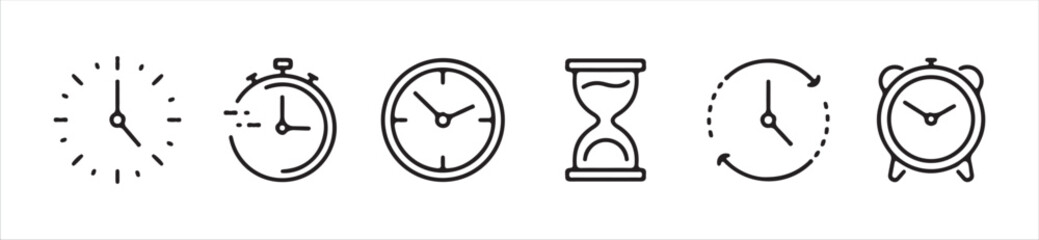 Time and Clock icons set. Clocks icon collection design, Victor illustration Eps 10.