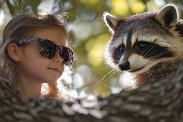 Observing from a nearby tree, the raccoon with sunglasses is impressed by the girl's determination to conquer her obstacles. With each practice session, the letters gradually unravel.