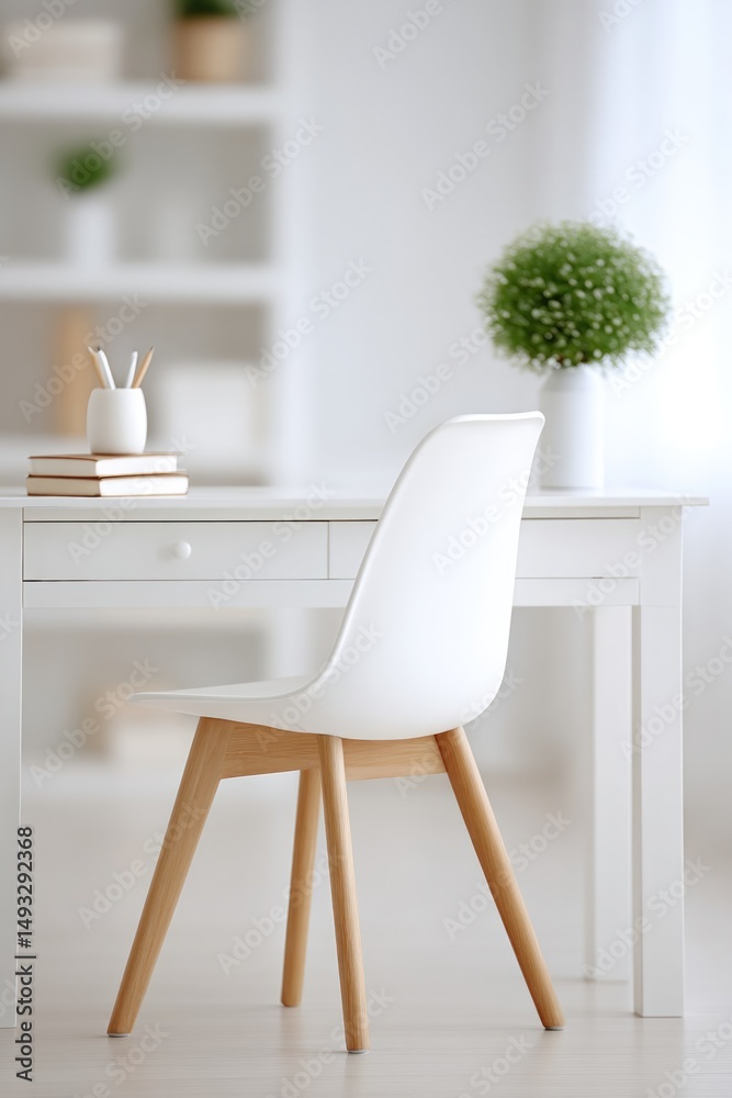 Poster clean minimalistic workspace in home setting with modern design