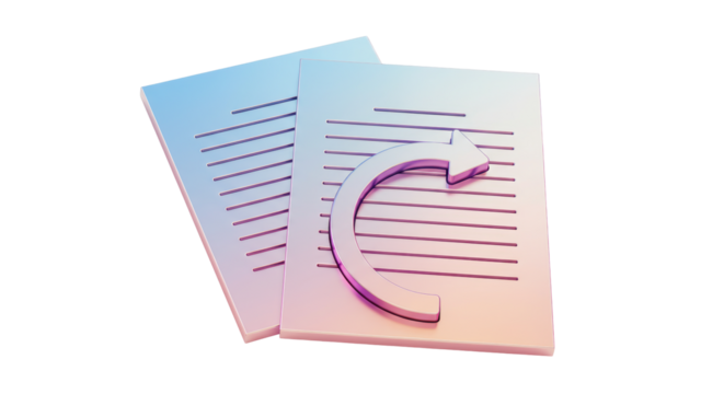 Isolated Documents with Circular Arrow Symbolizing Workflow - Powered by Adobe