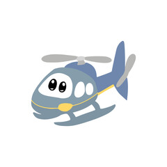 Adorable cartoon helicopter  isolated on white background. helicopter illustration, helicopter vector, helicopter icon vector illustration,