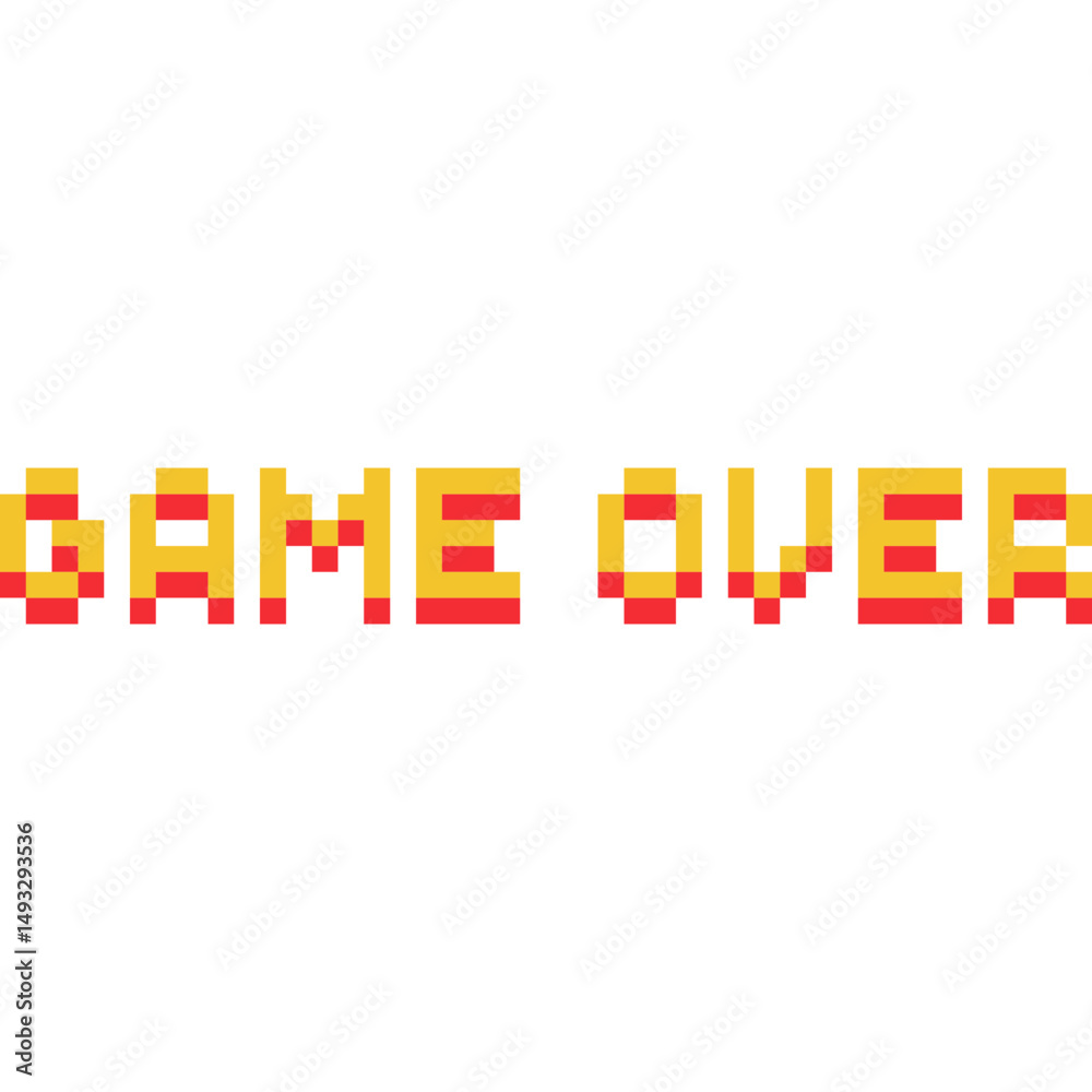 Fototapete pixel art game text set: winner, level up, game over. 8-bit retro style icons. video game message