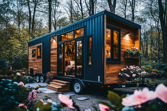 H&eacute;bergement saisonnier, dans mobile, homme, bungalow, tiny house