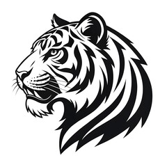 Fototapeta premium black and white Tiger head logo design