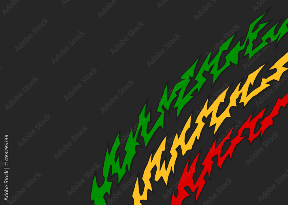 Poster abstract background with colorful jagged ine pattern and with some copy space area. rastafari color 