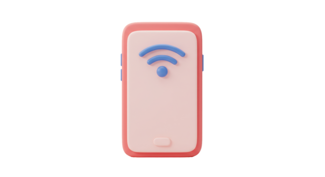 Isolated Cartoon Smartphone with Wifi Symbol, Connection